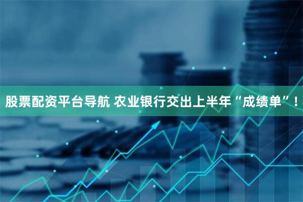 股票配资平台导航 农业银行交出上半年“成绩单”！